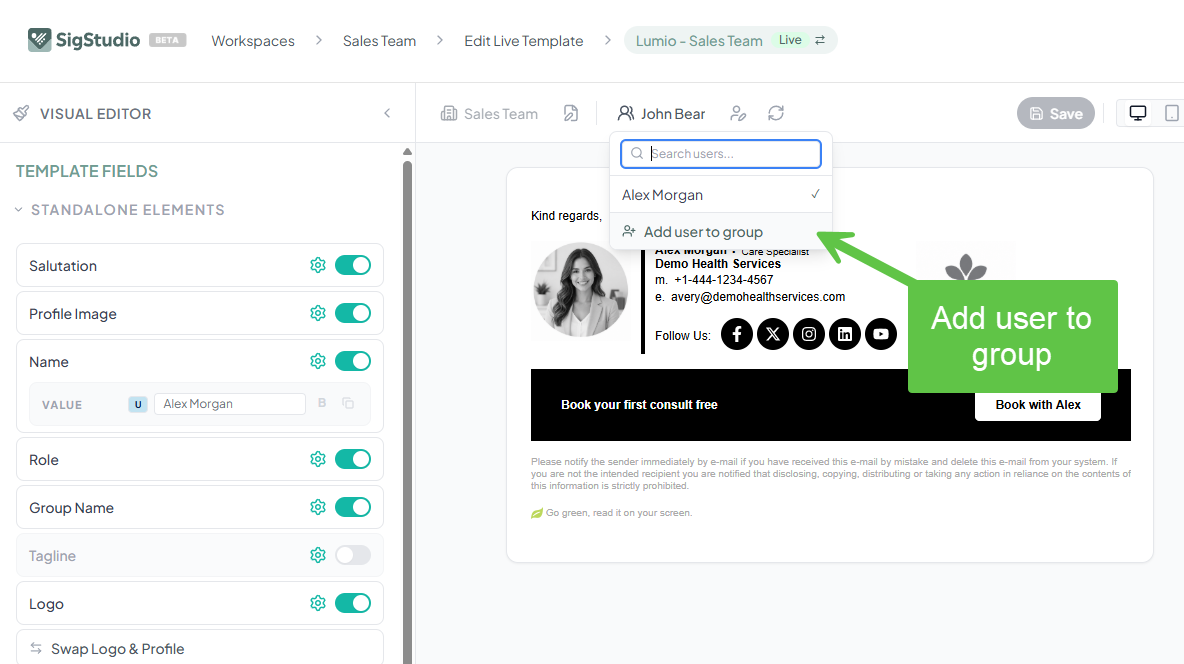Add users from editor
