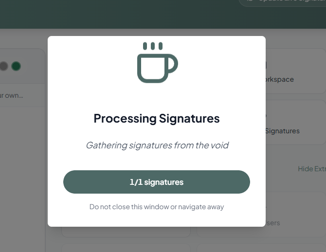 SigStudio workspace dashboard with signatures