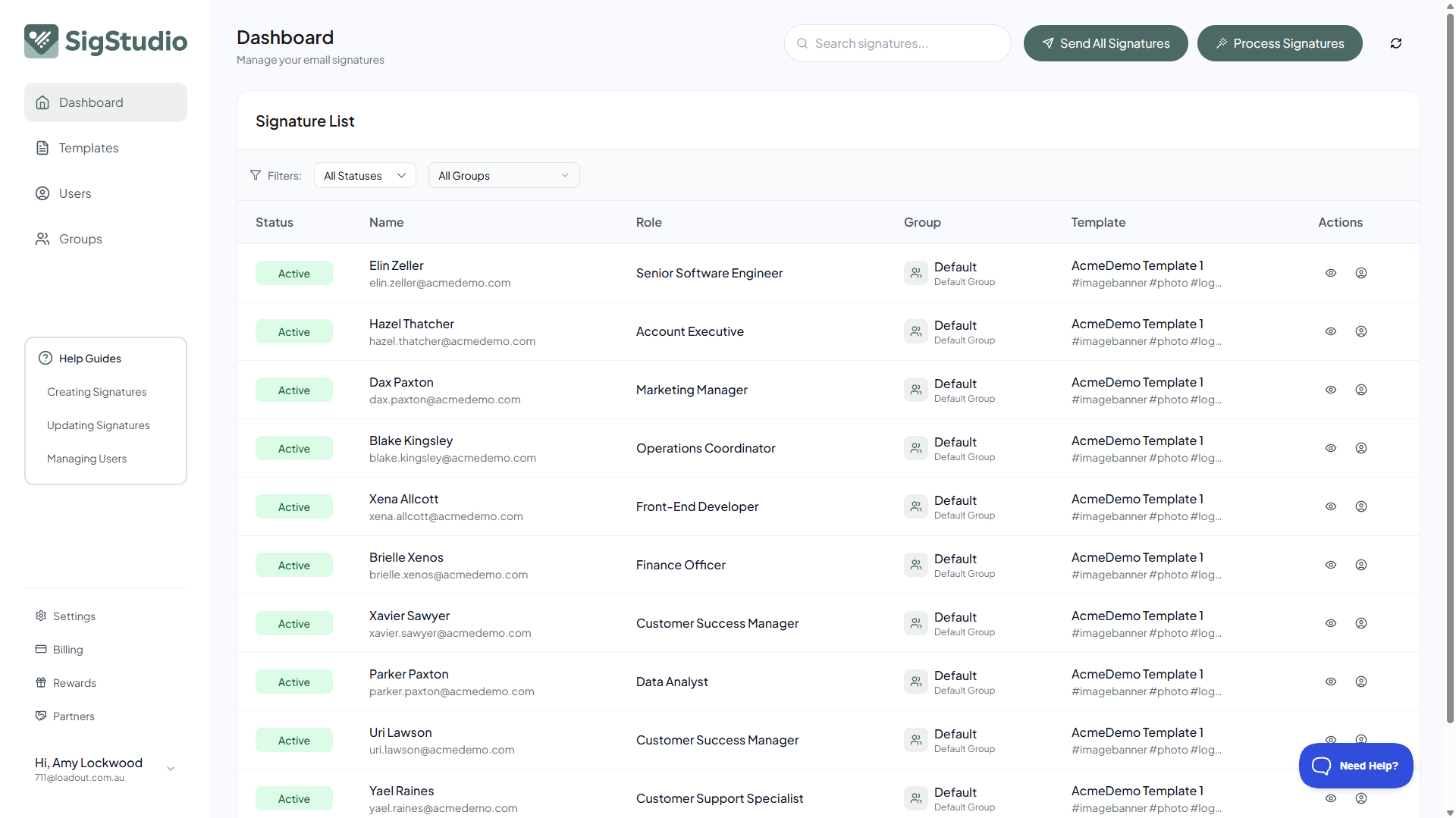 SigStudio Dashboard