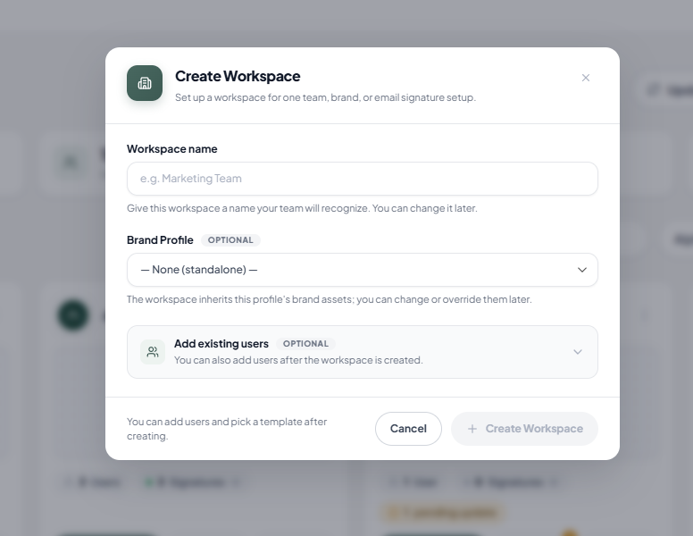 SigStudio Add workspace name