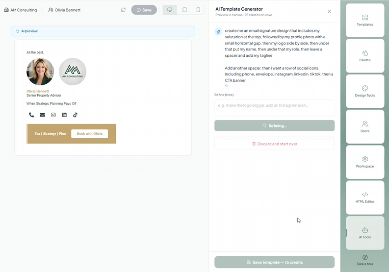 SigStudio AI HTML email signature generator