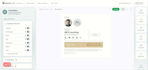 SigStudio HTML code editor with live preview