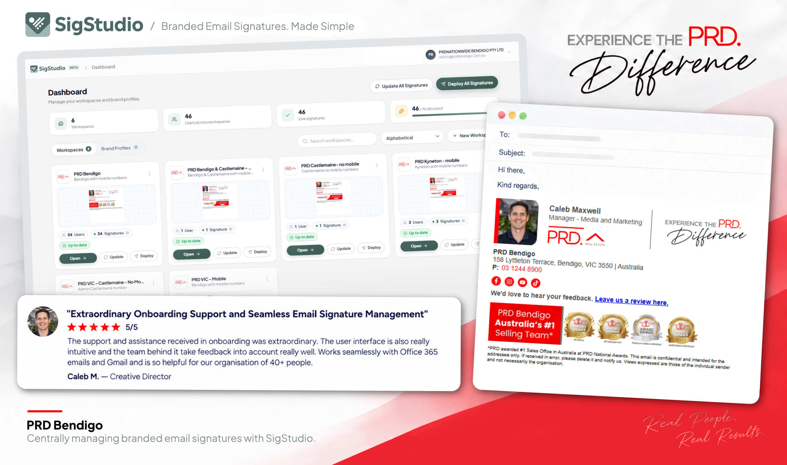 sigstudio email signature testimonial from Realtors